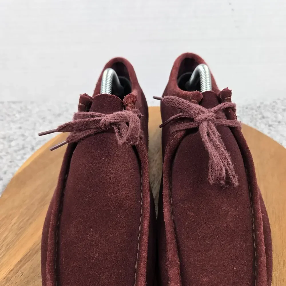 Clarks Original Mens 8M Wallabee Burgundy Suede Casual Lifestyle Chukka Boots